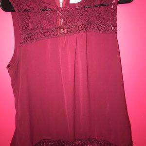 Maroon with lace flower design blouse